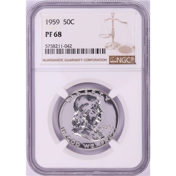 1959 Proof Franklin Half Dollar Coin NGC PF68