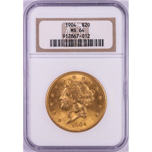 1904 $20 Liberty Head Double Eagle Gold Coin NGC MS64