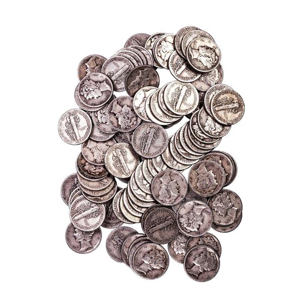 Lot of (100) Assorted Date Mercury Dime Coins