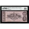 Image 1 : 1862 $10 Confederate States of America Note T-52 PMG About Uncirculated 55