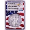 Image 1 : 2019-W $1 Proof American Silver Eagle Coin NGC PF70 Ultra Cameo Congratulations Flag