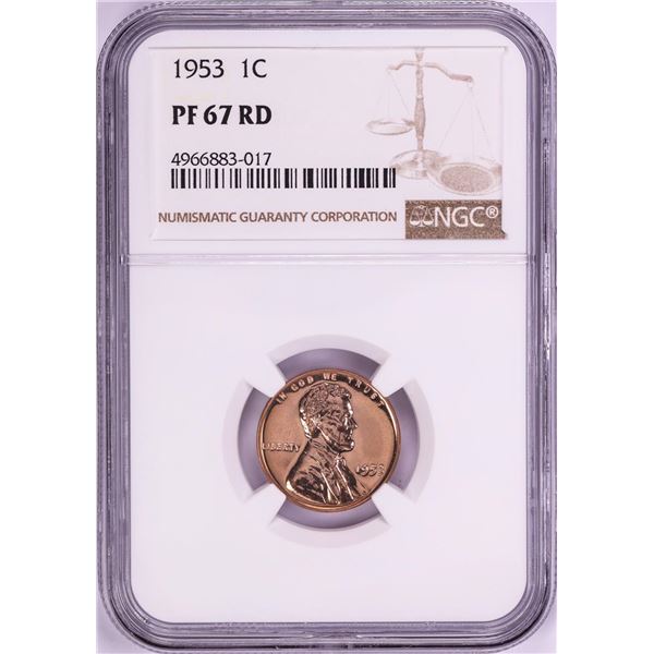 1953 Proof Lincoln Wheat Cent Coin NGC PF67RD