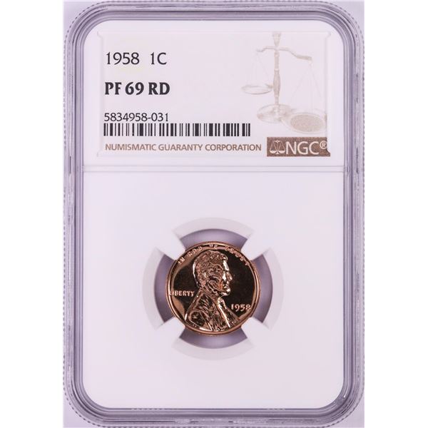 1958 Proof Lincoln Wheat Cent Coin NGC PF69RD