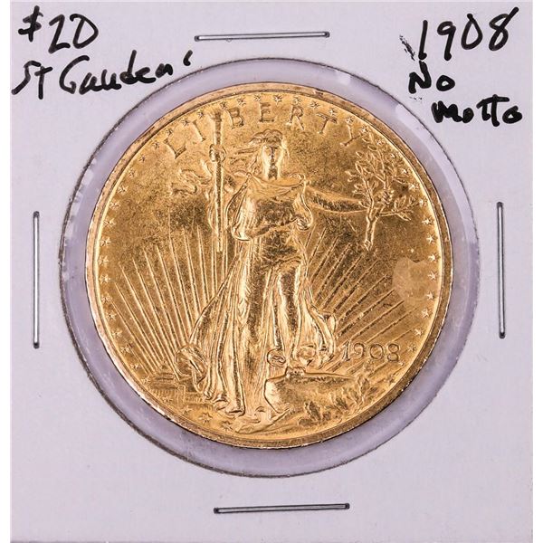 1908 No Motto $20 St. Gaudens Double Eagle Gold Coin