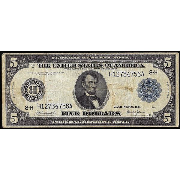 1914 $5 Federal Reserve Note St. Louis