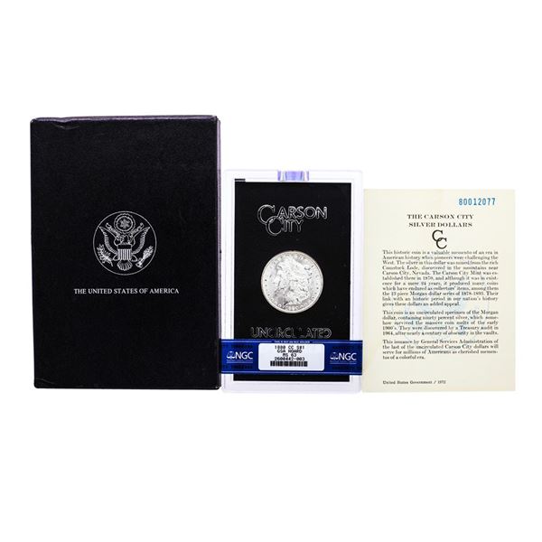 1880-CC $1 Morgan Silver Dollar Coin GSA Hoard Uncirculated NGC MS63 with Box & COA