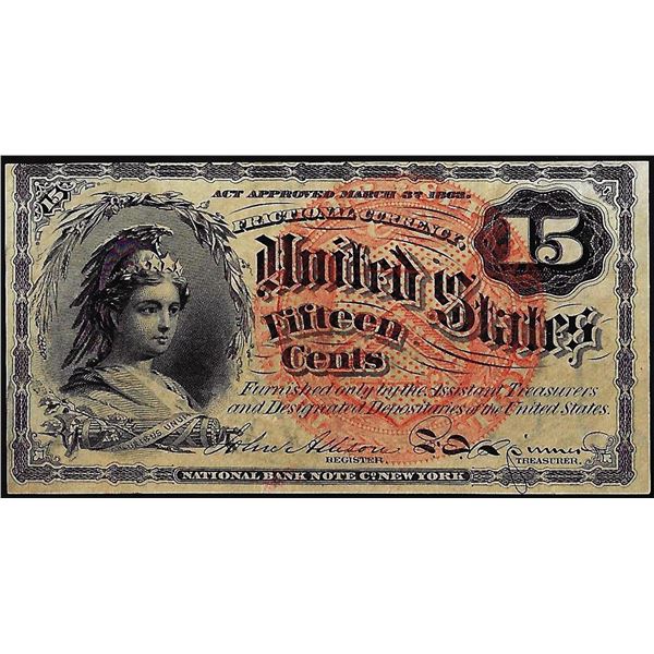 March 3, 1863 Fourth Issue Fifteen Cents Fractional Currency Note