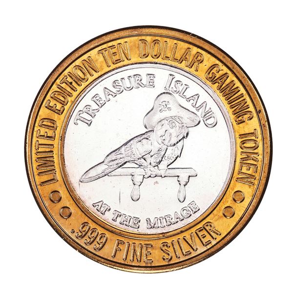 .999 Fine Silver Treasure Island Las Vegas, Nevada $10 Limited Edition Gaming Token