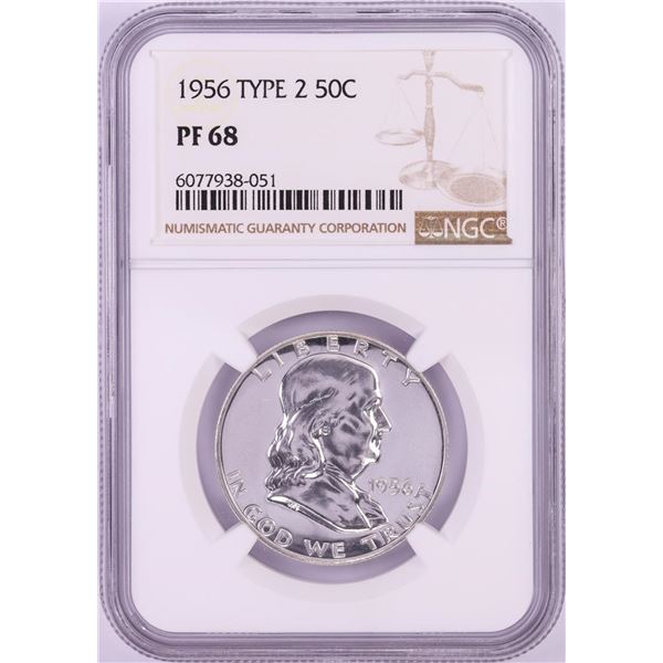 1956 Type 2 Proof Franklin Half Dollar Coin NGC PF68