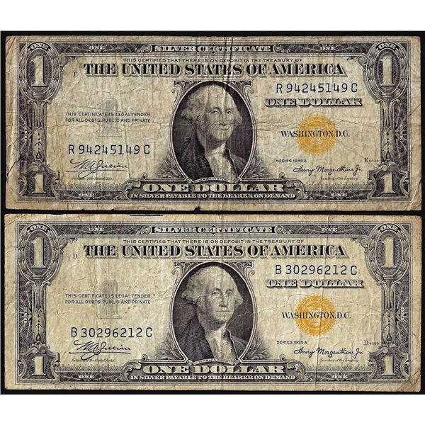 Lot of (2) 1935A $1 North Africa WWII Emergency Issue Silver Certificate Notes