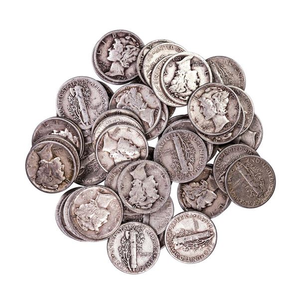 Lot of (50) Assorted Date Mercury Dime Coins