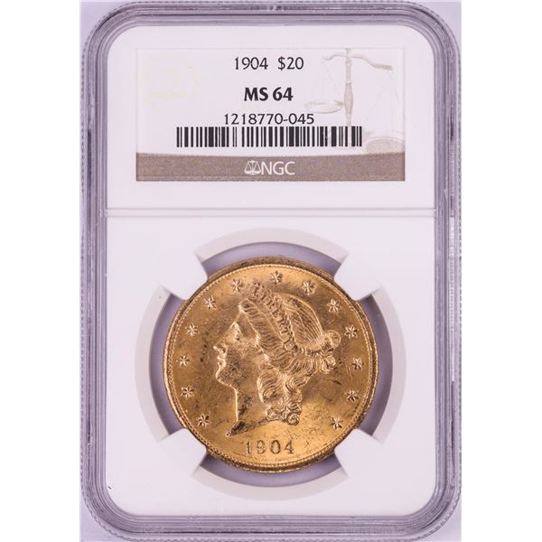 1904 $20 Liberty Head Double Eagle Gold Coin NGC MS64