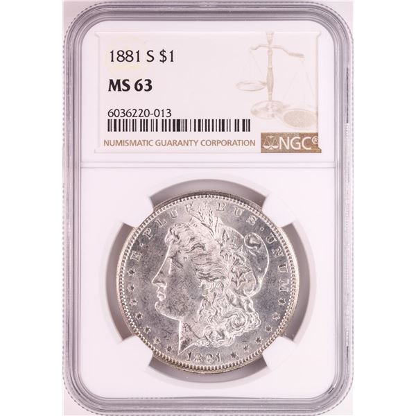 1881-S $1 Morgan Silver Dollar Coin NGC MS63 Nice Toning