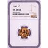 Image 1 : 1940 Lincoln Wheat Cent Coin NGC MS65RD