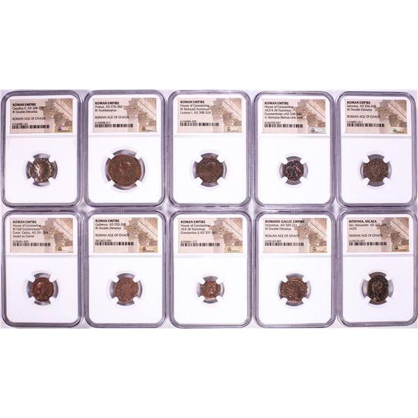 Lot of (10) Ancient Roman Empire Coins NGC Certified