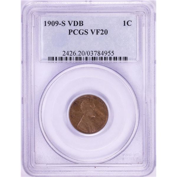 1909-S VDB Lincoln Wheat Cent Coin PCGS VF20