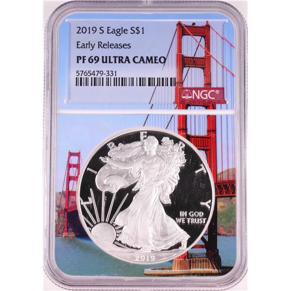 2019-S $1 Proof American Silver Eagle Coin NGC PF69 Ultra Cameo Bridge Core
