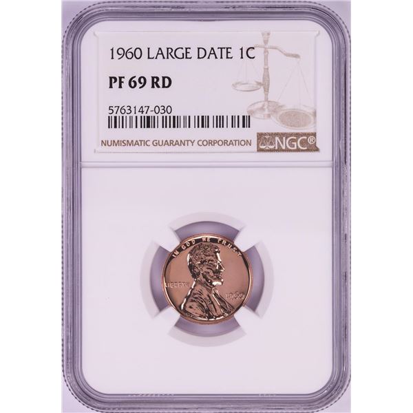 1960 Large Date Proof Lincoln Memorial Cent Coin NGC PF69RD