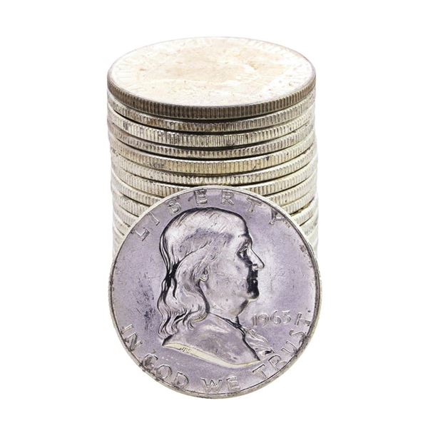 Roll of (20) Brilliant Uncirculated 1963 Franklin Half Dollar Coins