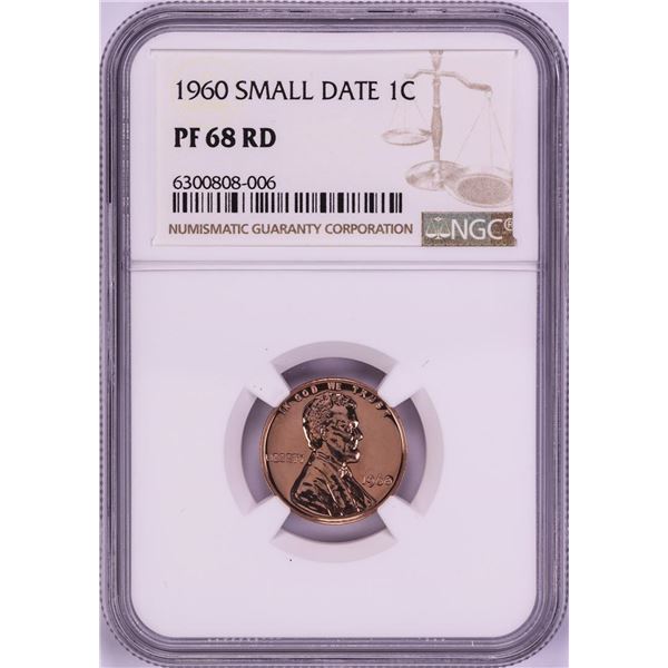 1960 Small Date Proof Lincoln Memorial Cent Coin NGC PF68RD
