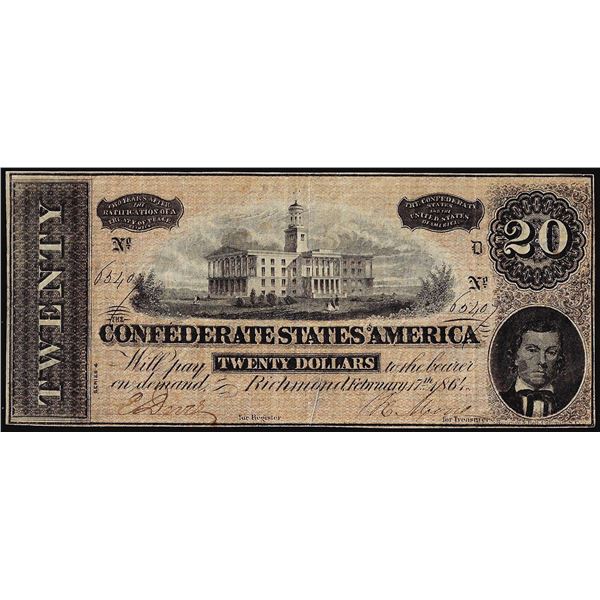 1864 $20 The Confederate States of America Note