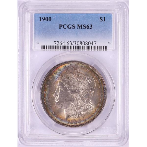 1900 $1 Morgan Silver Dollar Coin PCGS MS63 Amazing Toning
