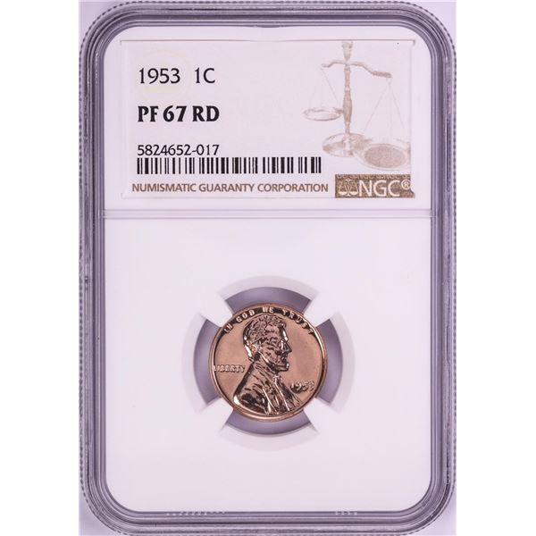 1953 Proof Lincoln Wheat Cent Coin NGC PF67RD