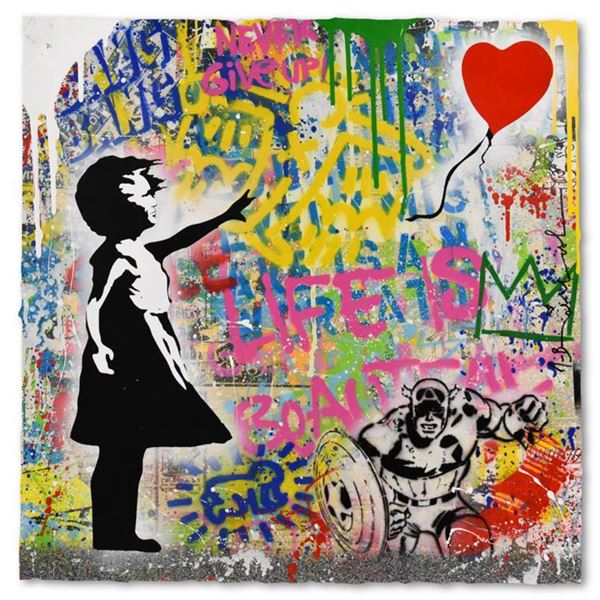 Mr. Brainwash "Balloon Girl" One-of-a-Kind Hand Signed Original Mixed Media