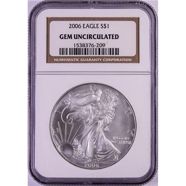 2006 $1 American Silver Eagle Coin NGC Gem Uncirculated