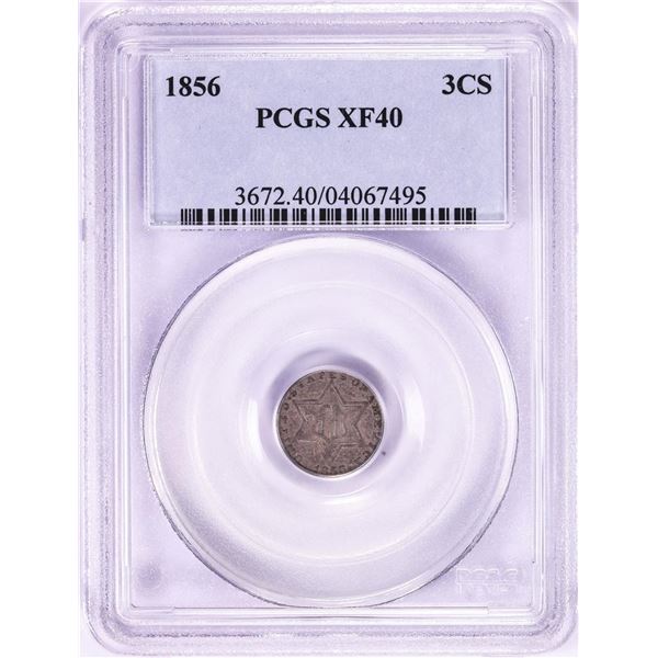 1856 Three Cent Silver Piece Coin PCGS XF40