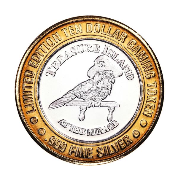 .999 Silver Treasure Island Las Vegas, Nevada $10 Casino Limited Edition Gaming Token