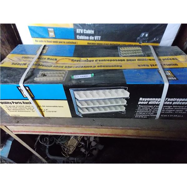 Power Fist Utility Parts Rack, enamel steel with 24 bins, NEW sealed in box