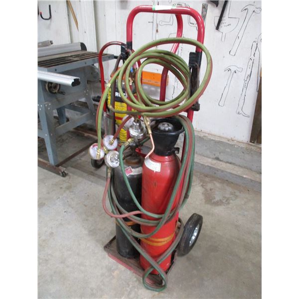 acetylene tanks with cart