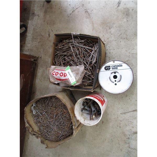 2 boxes of nails 1 1/2" finishing nails, 2" spirals