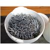Image 2 : 2X The Money - pail of galvanized barbed staples, pail of 3" nails