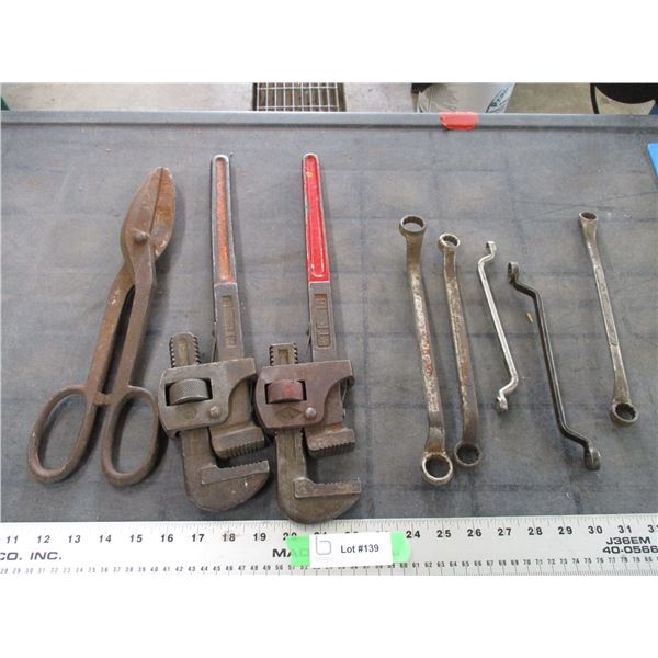 Pipe Wrenches, wrenches, snips
