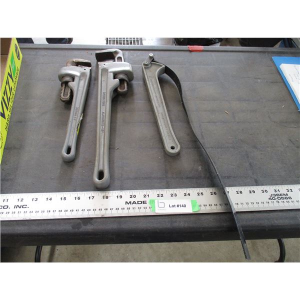 Powerfist aluminum 14, 18" pipe wrench + misc
