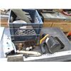 Image 1 : plastic crate with paint gun, brushes, trailer coupler, ball hitches