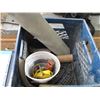 Image 2 : plastic crate with paint gun, brushes, trailer coupler, ball hitches