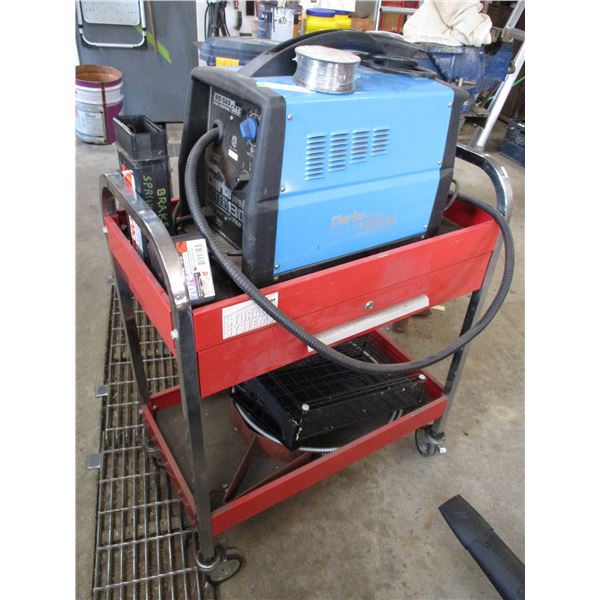 clark weld mig welder electric wire with cart on wheels