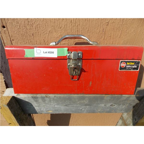 Red Metal Toolbox With Misc Tools + Parts