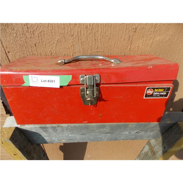 Red Metal Toolbox With Misc NEW Brass Pipe Fittings