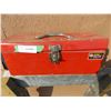 Image 1 : Red Metal Toolbox With Misc NEW Brass Pipe Fittings