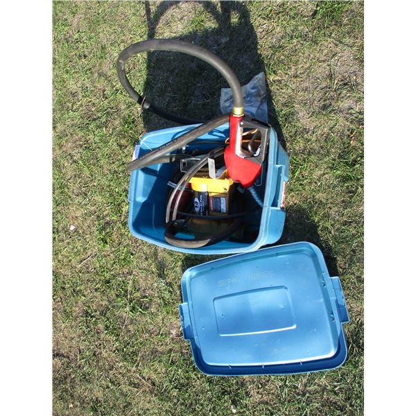 12V DC Pump - 13Gal Per Min + plastic tote