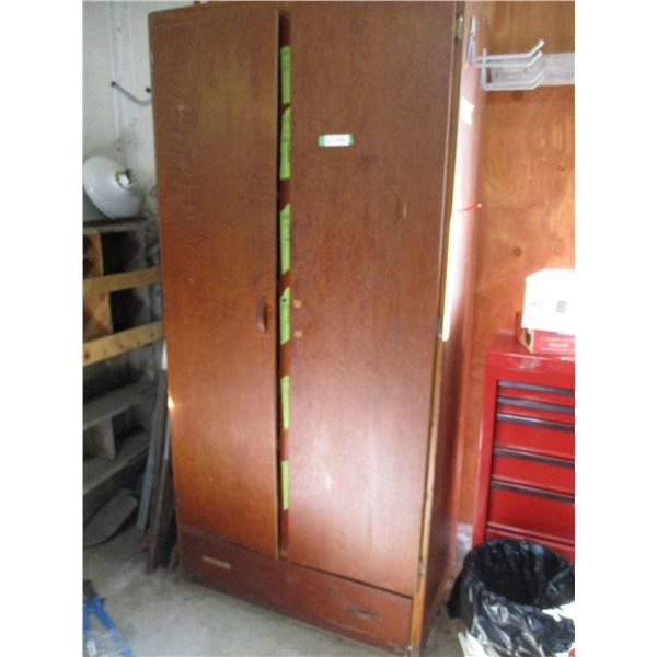 wood 2 door wardrobe (NO Contents - comes empty) 37"x21"x77"H