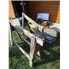 Image 1 : Wooden saw horses, furance filters, toolbelt with misc