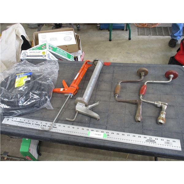 3/4" split loom hose, vintage hand tools, caulking guns