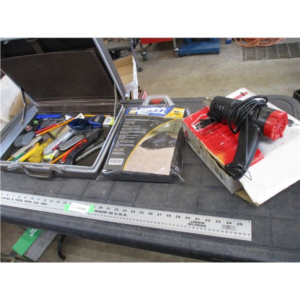 medium snowmobile cover, heat gun, misc
