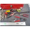 Image 3 : metal toolbox with pliers, vice grips, misc