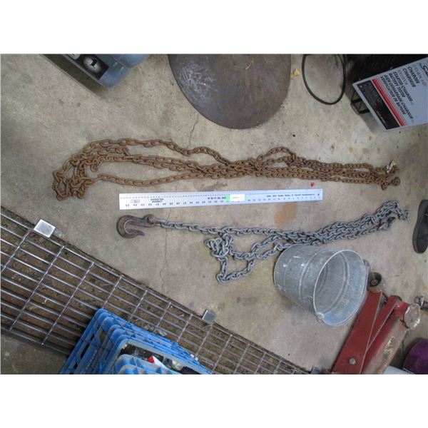 (2) chains plus galvanized pail